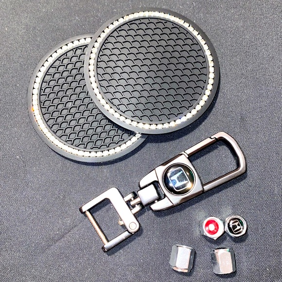 Accessories - HONDA Car Keychain w/ Ring-holder, 2 Cup Holder w/Rhinestones & 4 Tire Valves